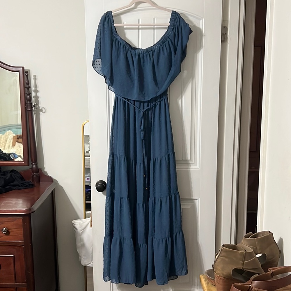 Baltic Born Swiss Dot Maxi Dress in blue